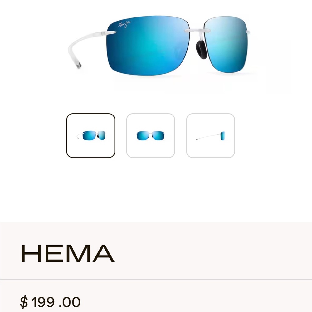 HEMA Polarized Rimless Sunglasses - Blue- face shape small